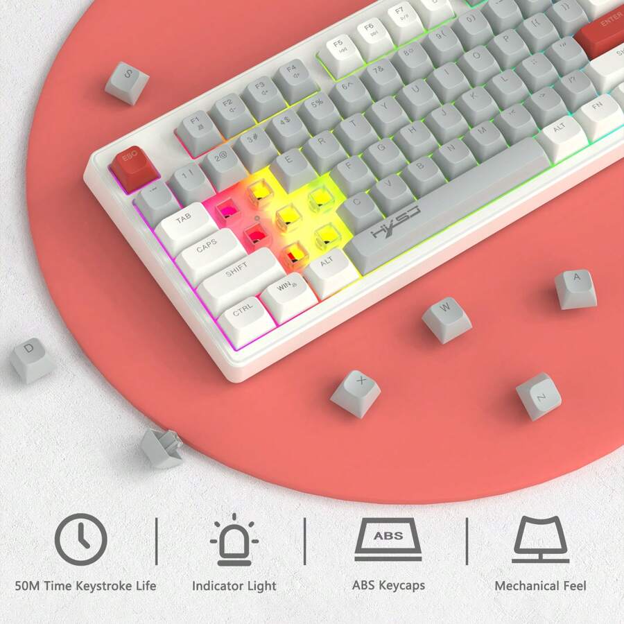 MAGICREFINER Gaming Keyboard,Wired Keyboard with RGB Backlight,Mute