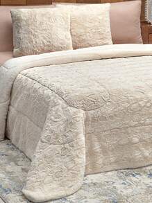 Home Elephant King Size Beige Rabbit Soft Thermal Blanket - Beige - View 2
