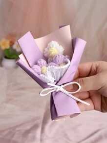 1 bó hoa dệt kim thủ công, trang trí nhà tự làm cắm hoa để làm quà tặng lễ hội sáng tạo - Màu tím - Xem 5