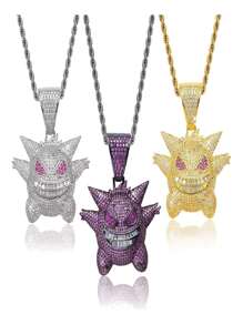 Cadena De Eslabones Gengar Hip Hop Collares De Diamantes - Plateado - Ver 1