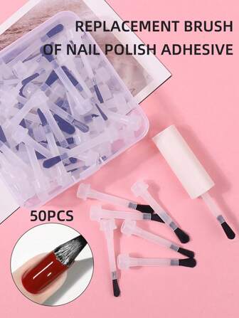 klimonla 一次性指甲油刷,可更換指甲油、底膜、彩色和上膜的刷頭,美甲工具,帶有帽子的50pcs/包