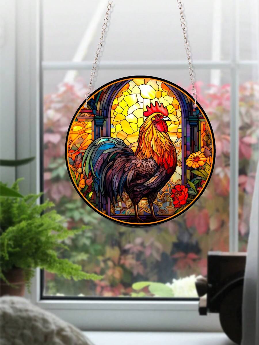 雞窗掛飾,手繪丙烯酸板掛飾與鏈子和掛勾,是聖誕節、感恩節送給家人和朋友的理想禮物,14.5cm/5.7inch