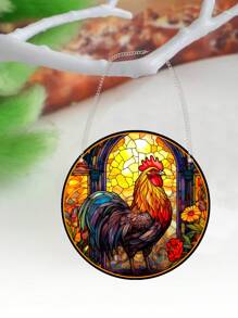 雞窗掛飾,手繪丙烯酸板掛飾與鏈子和掛勾,是聖誕節、感恩節送給家人和朋友的理想禮物,14.5cm/5.7inch