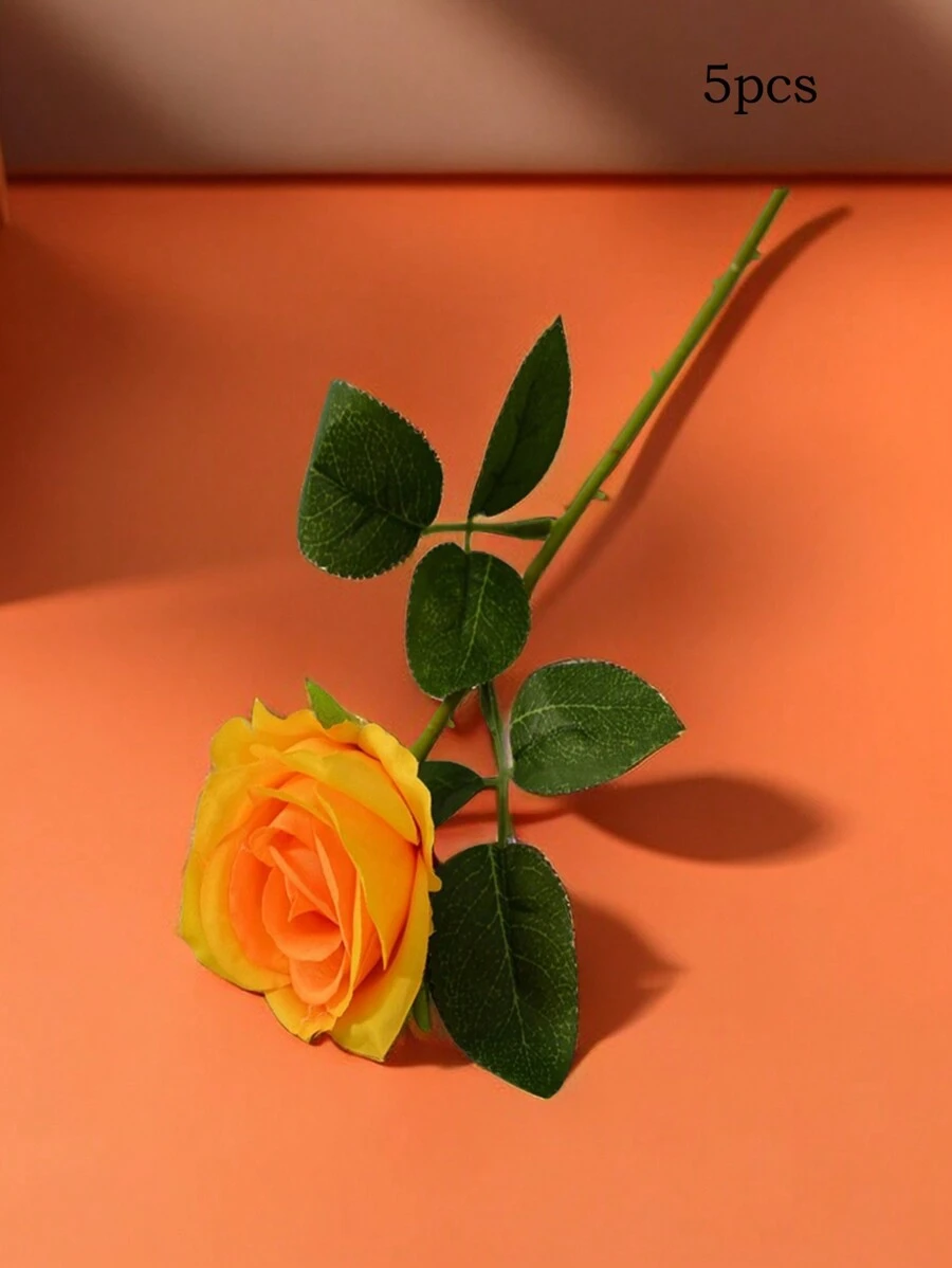 Party Anny Long 5入組絲綢玫瑰花枝裝飾品,情人節玫瑰花牆飾裝飾客廳,性感