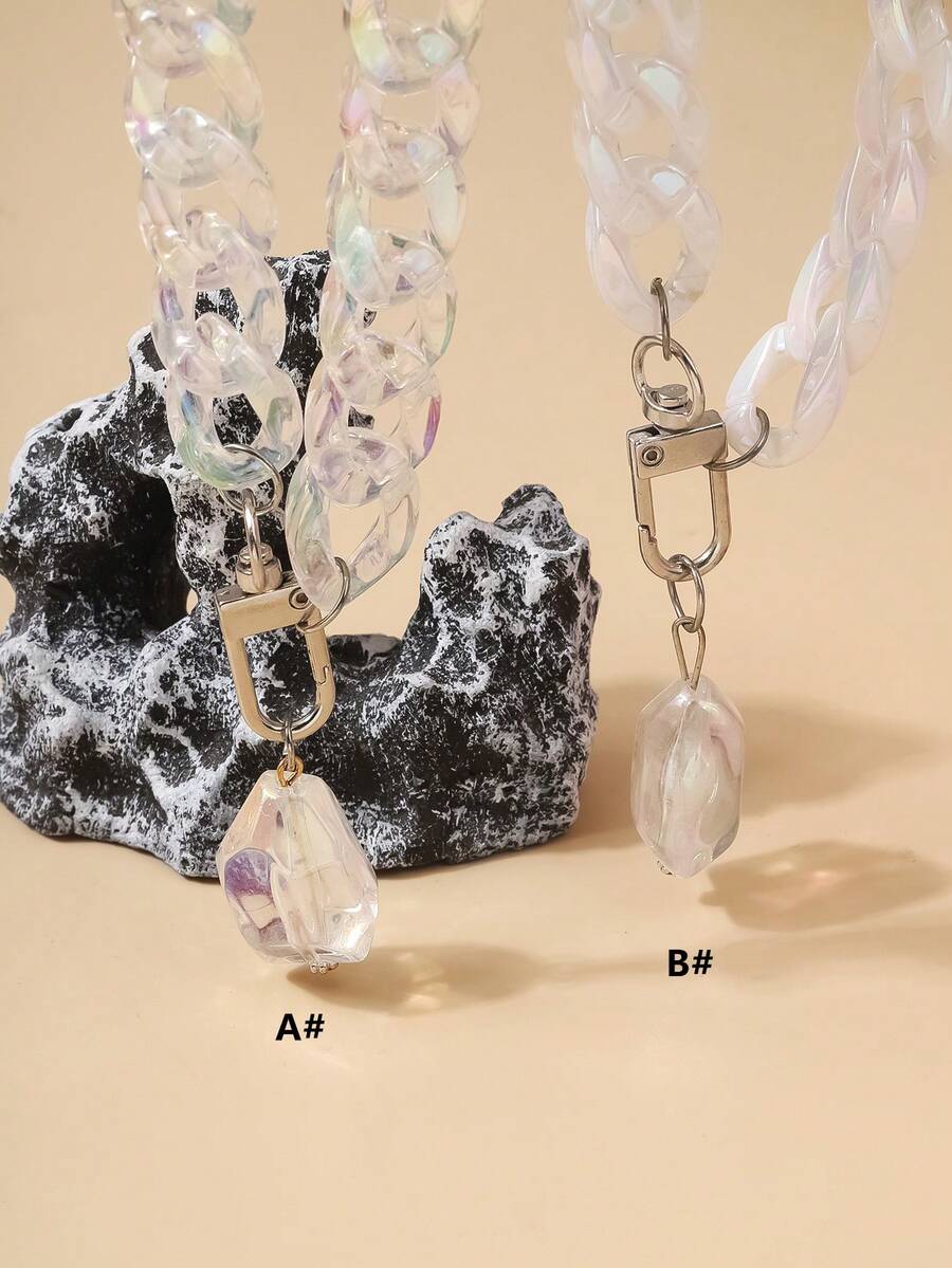 1pc Plastic Chain & Water Drop Shaped Pendant For Bag, Clothes Decoration - Multicolor - View 1