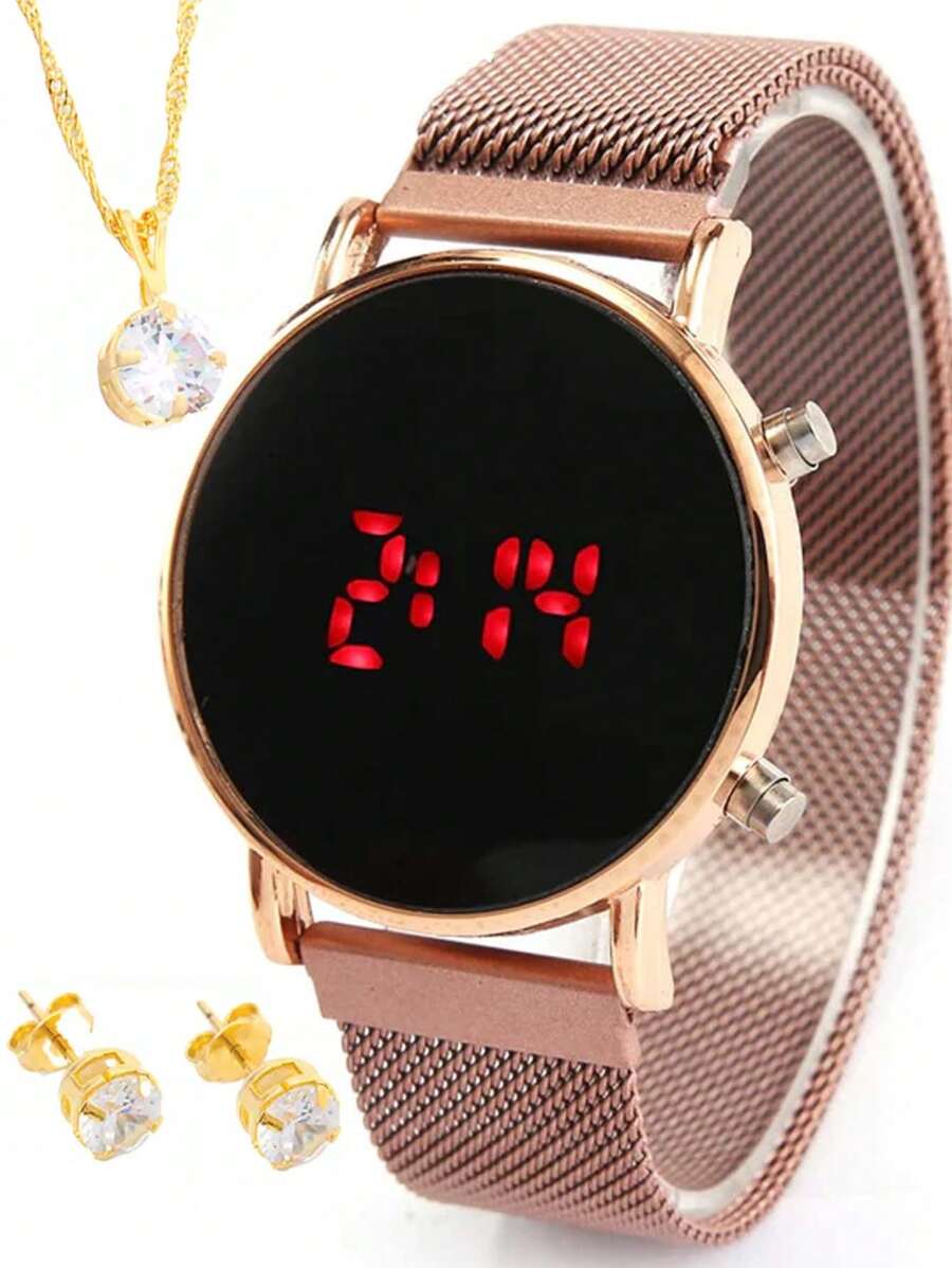 Women's Digital Watches - 玫瑰金 - 查看 1