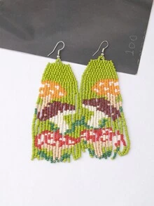 1對歐美新原創設計波西米亞風格流蘇手編長耳環,適合秋冬季節,是送給最好的朋友或情人節禮物的理想選擇 - 彩色 - 查看 7