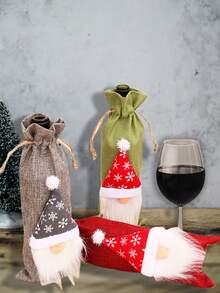New Christmas Home Decoration Red Wine Set Red Wine Bottle Set New Wine Bottle Set Table Home Decoration Supplies - Gray cloth cover - View 1