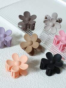 7入組簡約設計小花爪夾和發夾髮飾套裝，啞光紋理髮夾，適合女孩 - 彩色 - 查看 2