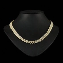 1串歐美嘻哈風格11mm合金鑽石形滿鑲鑽項鍊,男女皆宜,可日常佩戴 - 嘻哈項鍊 - 查看 18