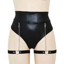 Mini Short De Lycra Pole Dance Con Cadenas Baile Twerk Sandy - Negro - Ver 1