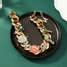 1pc Unique Design Exaggerated Faux Pearl & Thick Chain Necklace, Hip Hop Style Unisex Fashion Accessory