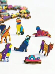 動物木質狼成人拼圖a4