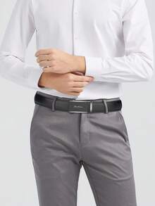 rongkepolo Men's Ratchet Genuine Leather Dress Belt, Black Belt For Suit & Jeans, American Design, With Gift Box, Fits All Daily Occasions, Formal Wear, Pants. - Black - View 2