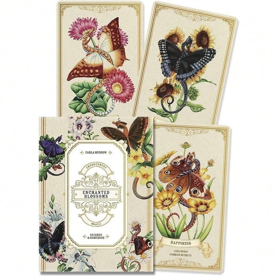 Cartas Del Oráculo De Empoderamiento Con Diseño De Flores De 10.4*7.3cm, 44 Piezas - Negro - Ver 1
