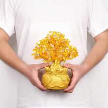 風水黃色水晶金錢樹裝飾適合辦公室、家居、餐桌 - L - 查看 4