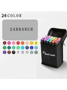 Kit 24 Pieces Marker Pen Double Tip Marker Pens - Black - View 3