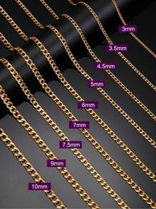 1pc Unisex Stainless Steel Plain Chain, 3mm~10mm Wide, Punk Minimalist Jewelry Accessories - Style a - View 2