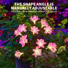 1入太陽能led花狀地燈,非常適合情人節、婚禮、庭院、花園、草坪和戶外求婚活動,防水裝飾 - 粉色 - 查看 8