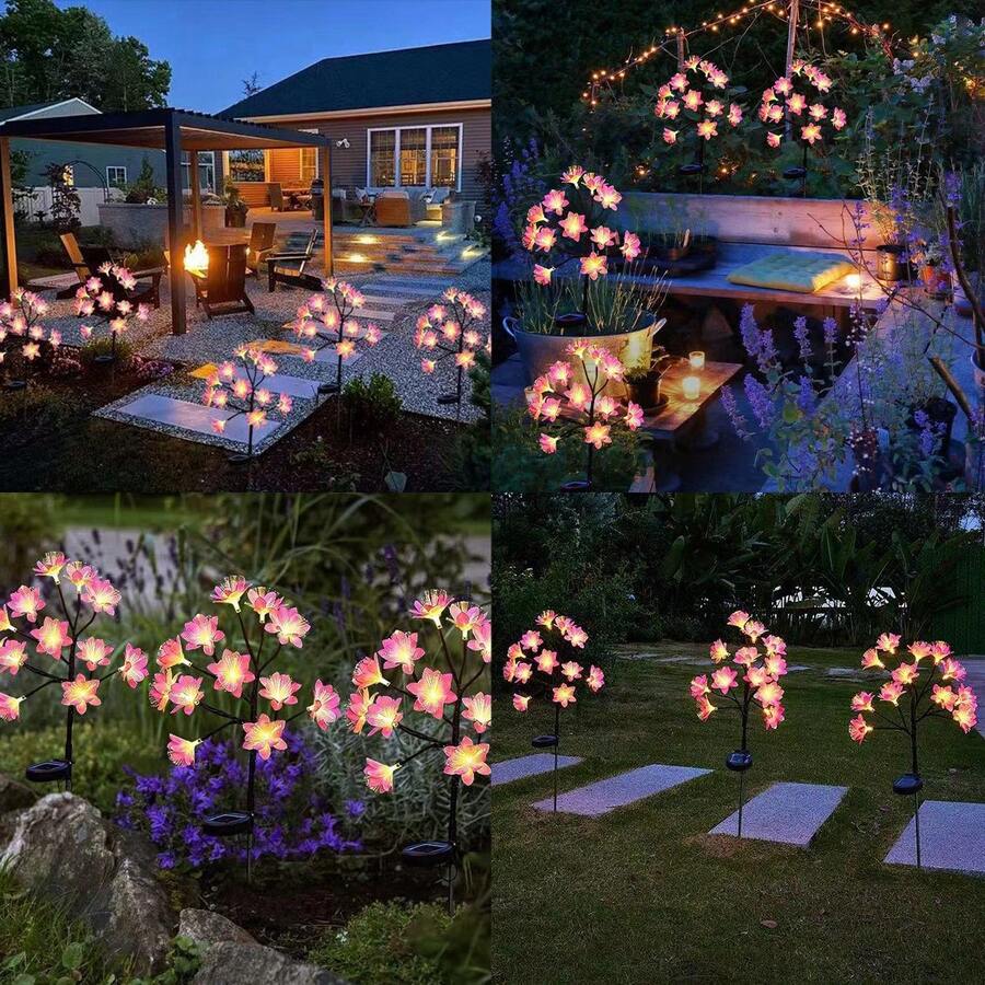 1入太陽能led花狀地燈,非常適合情人節、婚禮、庭院、花園、草坪和戶外求婚活動,防水裝飾