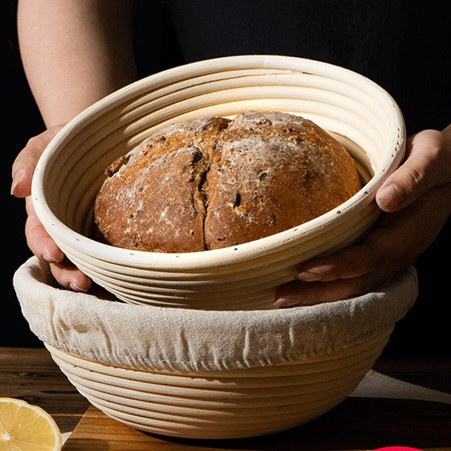 1pc 6.3in/7.8in/9in/9.8in White Round Bread Proofing Basket, Indonesian Rattan Woven Basket For Dough, European Style Baking Tool, Ideal Gift For Bakers - White - View 1