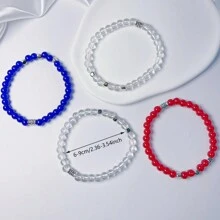 4pcs Fashionable and Popular Men Stone Decor Beaded Bracelet for Jewelry Gift and for a Stylish Look,Special mom/teacher gift . - Multicolor - View 9