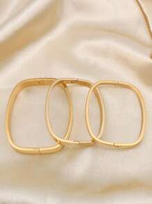 Minimalistische Glänzende Quadratische Design High-end Damen Gold Armreif Mit Mehreren Größen Als Tägliches Accessoire