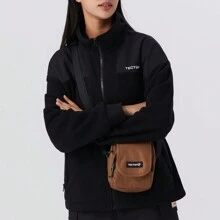 TECTOP 女士全拉鍊極柔毛面料假領毛衣,運動保暖戶外探險夾克外套 - 黑色 - 查看 1