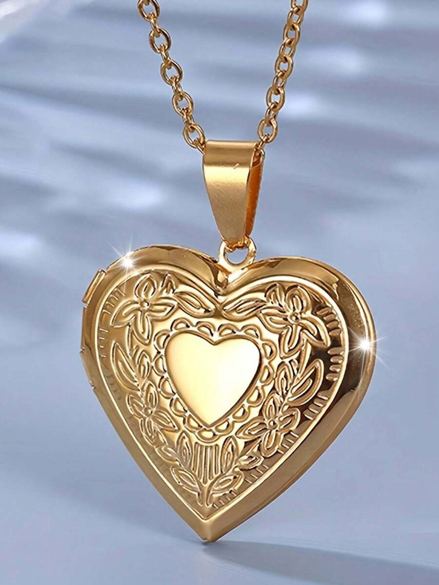 1 Miếng Tối giản Thép không gỉ Mề đay nhỏ Vòng cổ mặt dây chuyền Với Mô hình hoa , Thích hợp Đối với Tặng quà Đến Như A Đài kỷ niệm Qủa tặng - Vàng - Xem 1