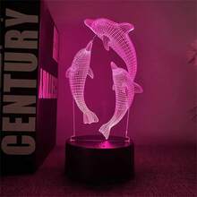1 件三隻海豚 3d 燈 Led 夜燈,有 16 種顏色帶裂紋底座或 7 種顏色帶黑色底座,適合客廳、臥室、創意聖誕禮品燈。 - 黑色 - 查看 5