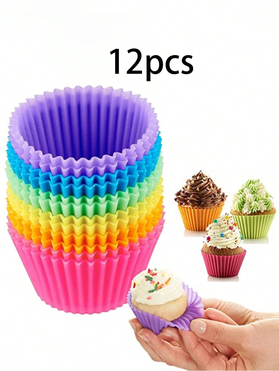 12/24pcs/Set Silicone Muffin Cup Cake Mold For Making Cake, Pudding, Jelly, Diy Baking Tool