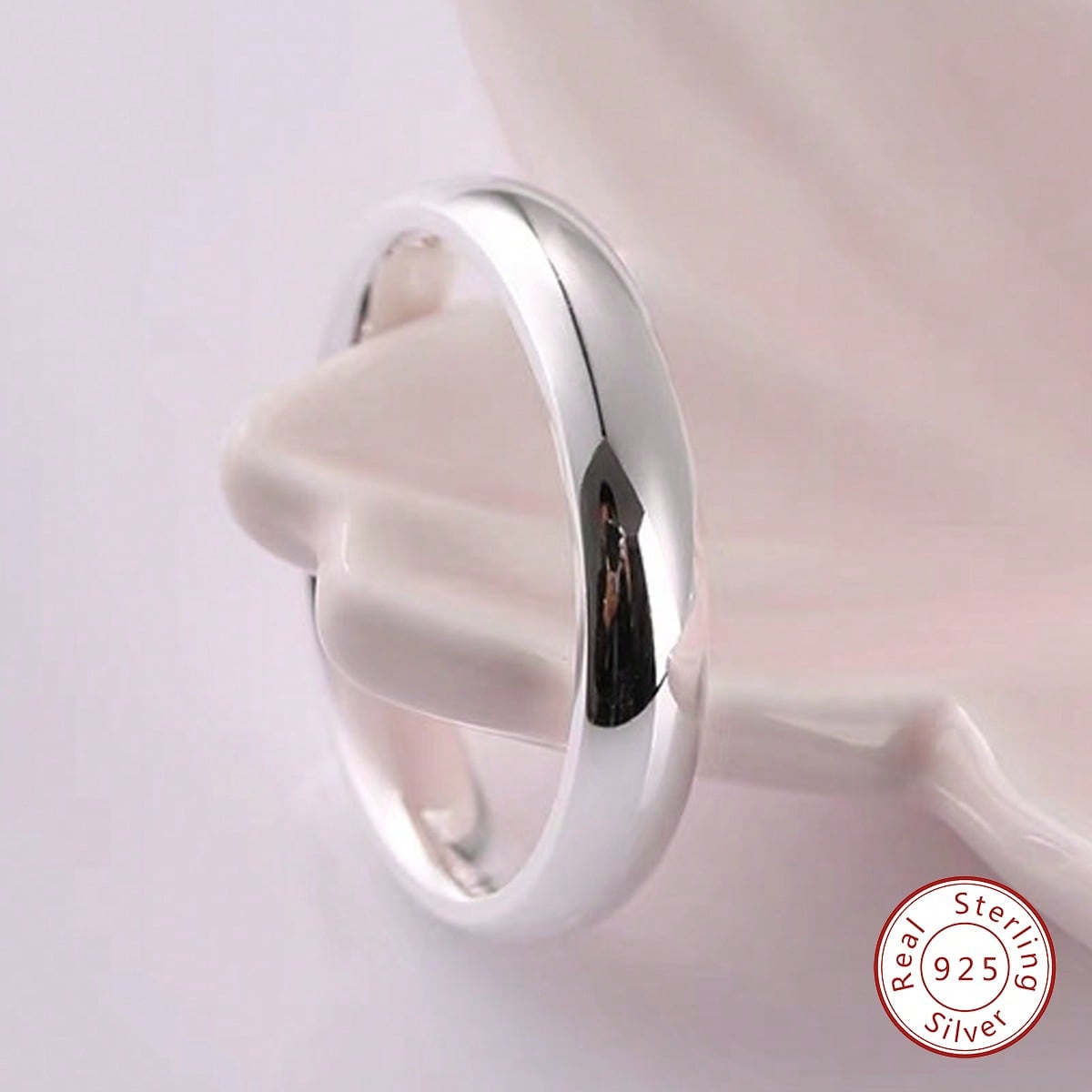 Pieza Anillo de plata de ley 925 liso para mujer, elegante joya como regalo para uso diario o fiesta