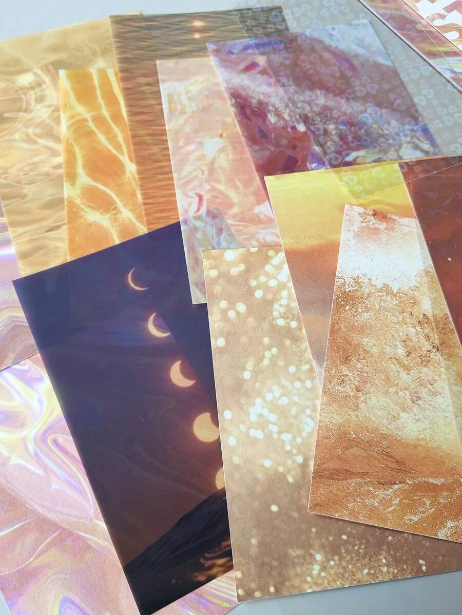 14 Stücke/packung Große Größe Licht Und Schatten Glitzer Texturierte Material Aufkleber 3 Arten Von Klebenden Hintergrundaufklebern Dekorative Tagebuch Junk Journal Planer