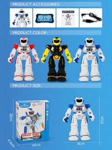 RC Kids Robot Intelligent Programmable Robot Toy With IR Controller Dancing Singing LED Eyes Gesture Sensing Robot Set RED - Red - View 3