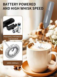 CLITON 1 Pieza Batidora De Leche Potente, Portátil Con 2 Baterías Aa Para Hacer Espuma Para Lattes - Batidor Mezclador Para Café, Mini Batidor De Espuma Para Capuchino, Frappé, Matcha, Chocolate Caliente, Con Soporte, Para El Día Del Padre, Día De La Madre, Navidad, Día De Acción De Gracias, Halloween, Día De San Valentín Regalos - Gris - Ver 6