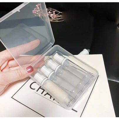 4件套10毫升真空乳液瓶化妆品旅行容器套装，带透明盒，客厅家居卧室浴室家居装饰，旅行用品，婚礼，派对，生日，送给男士妈妈爸爸朋友的礼物，新年，配饰，有趣的礼物