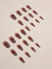 24入組長/中長度漸層粉紅色假指甲,耐用美甲 - 彩色 - 查看 3