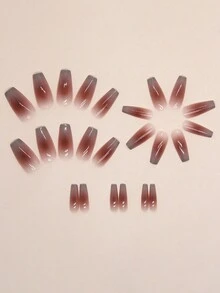 24入組長/中長度漸層粉紅色假指甲,耐用美甲 - 彩色 - 查看 2