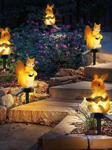 Solar Powered Garden Light Rabbit Shaped Polyresin Simulation Animal Light Outdoor Landscape Light For Courtyard, Garden, Lawn - Apricot - View 3