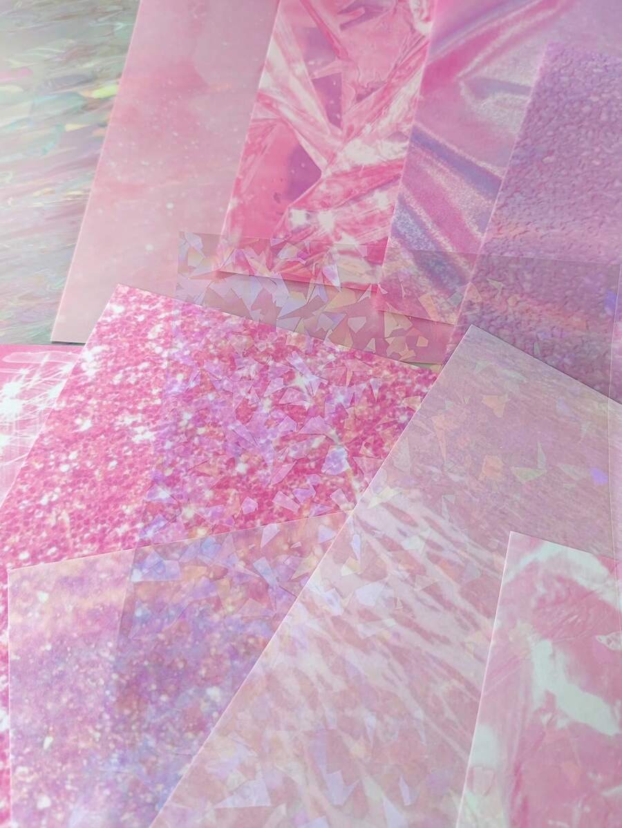 14pcs/Pack Large Size Light And Shadow Glitter Textured Material