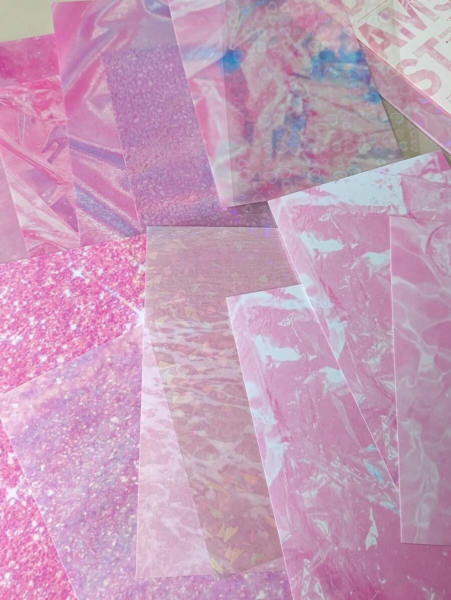 14pcs/Pack Large Size Light And Shadow Glitter Textured Material