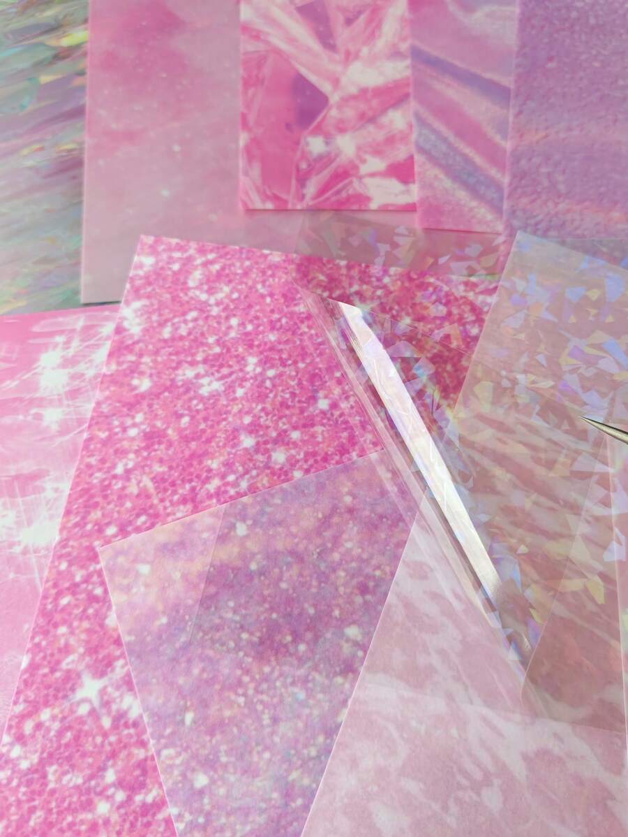 14pcs/Pack Large Size Light And Shadow Glitter Textured Material