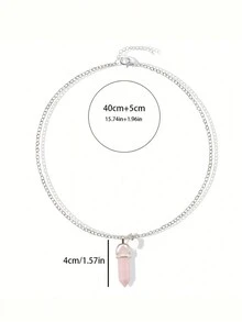 2入組心形晶和玫瑰石英吊墜項鍊,情侶配飾情人節禮物 - 紫晶粉晶 - 查看 3