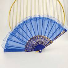 1 Pieza Abanico De Mano De Plástico Con Estilo Retro Para La Fiesta De Carreras De Caballos De Las Damas, Actuación De Danza Tradicional China, Hanfu, Etc. - azul real - Ver 1