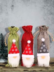 New Christmas Home Decoration Red Wine Set Red Wine Bottle Set New Wine Bottle Set Table Home Decoration Supplies - Gray cloth cover - View 3