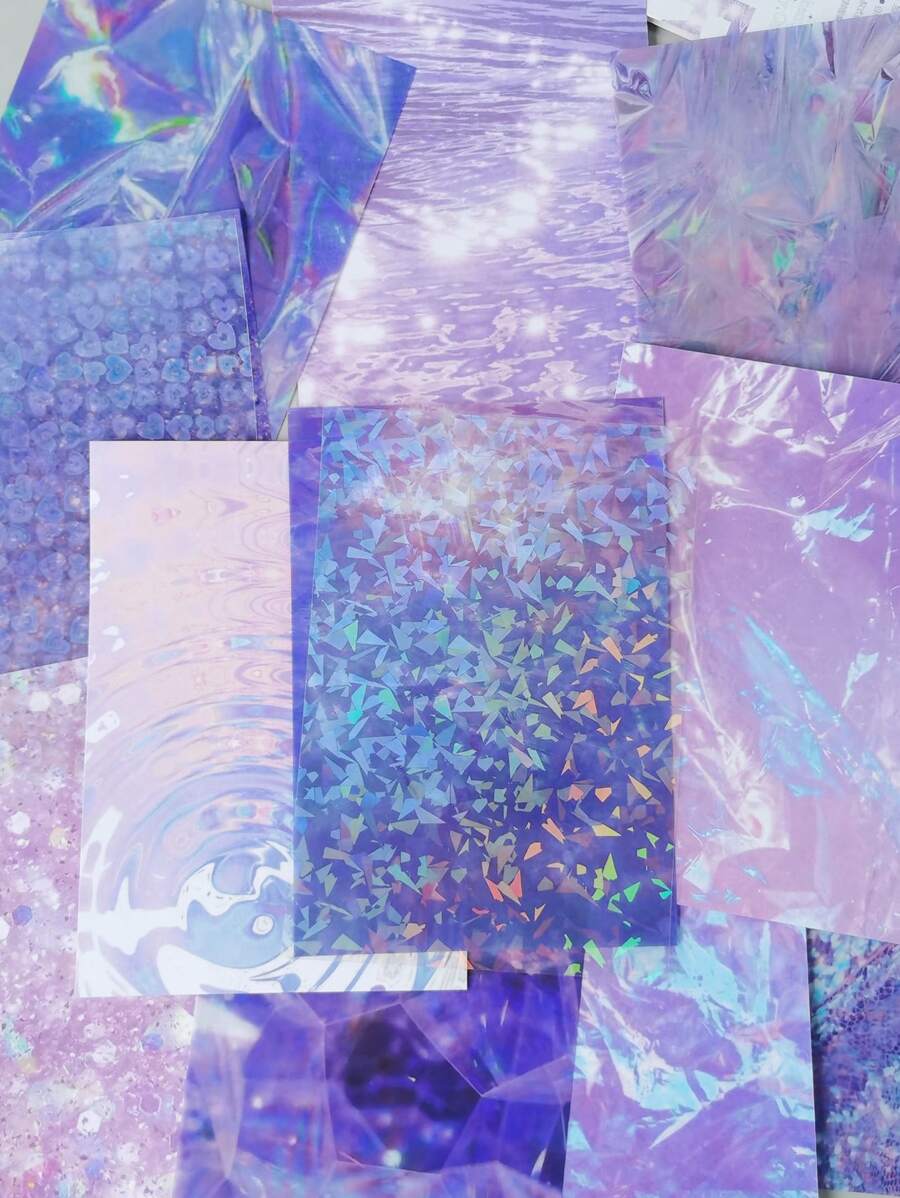 14pcs/Pack Large Size Light And Shadow Glitter Textured Material