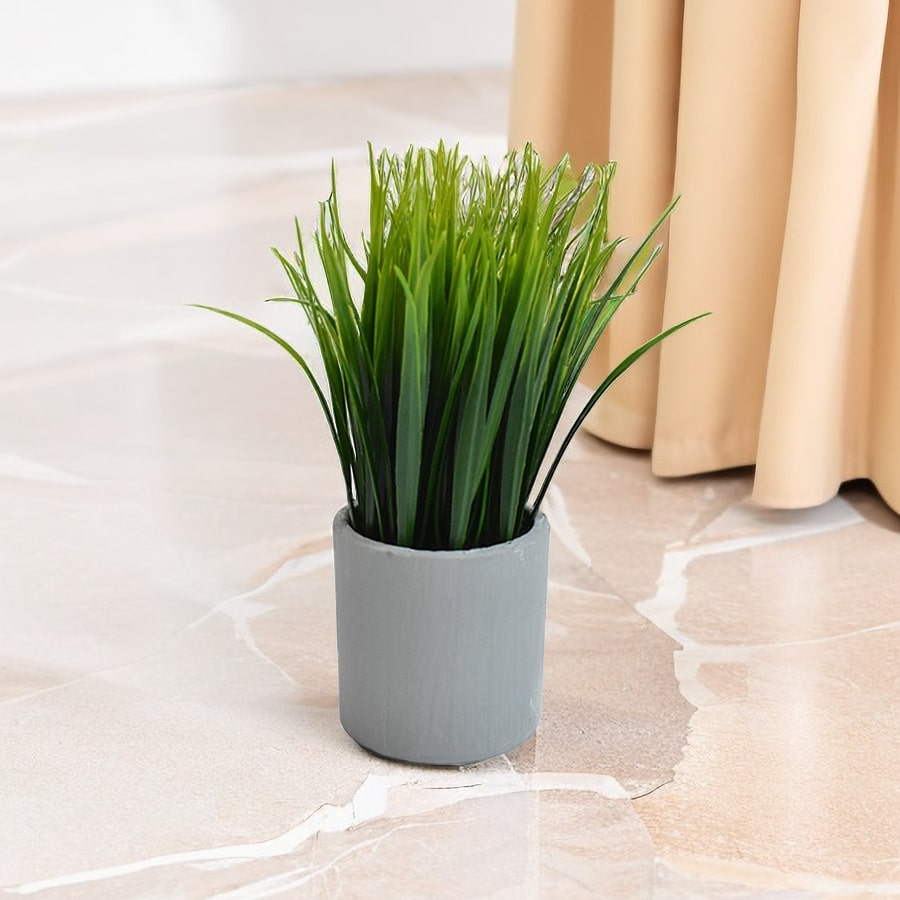 Mini Tabletop Faux Grass Potted Plants, Decorative Artificial
