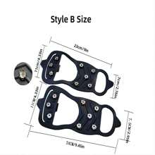 冰爪,鞋子和靴子用冰爪,適用於女性,男性,兒童,帶有帶子的鞋子的防滑鞋釘,適用於雪地和冰上,適用於徒步旅行,散步,釣魚,攀岩等活動 - 黑色 - 查看 5