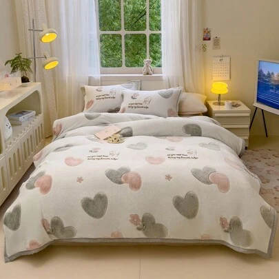 1pc Milk Velvet Double-Sided Plush Blanket,Thickened And Warm Plush Fleece Blanket,Warm Blanket For Single/Double Person,Suitable For Home Bedroom,Living Room,Office In Winter