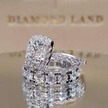 2 Elegantes Y Lujosos Conjuntos De Anillos Decorativos Con Inserciones De Aleación De Plata Adecuados Para El Uso Diario De Las Mujeres